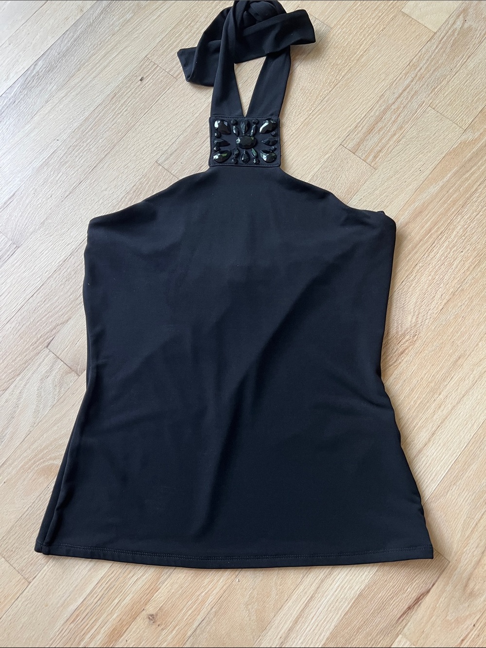 White House Black Market Black Top with Halter Neckline